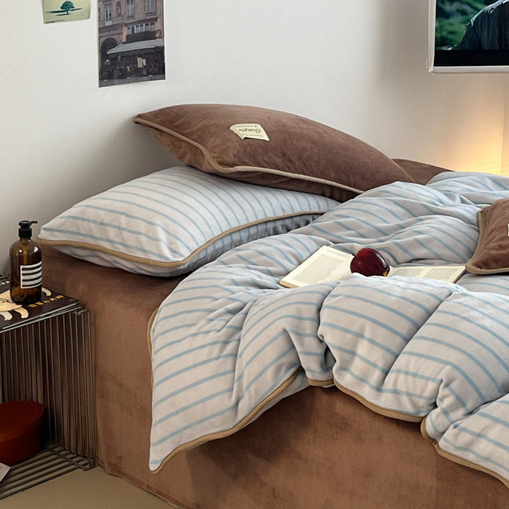 Soft Striped Plush Comforter Set