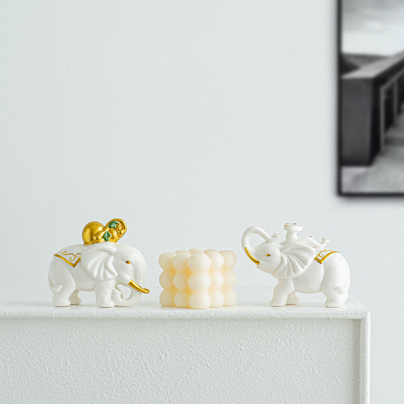 Elegant elephant figure made of high-quality ceramic