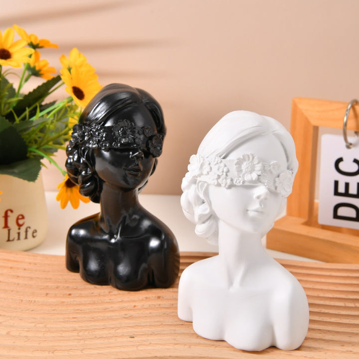 Decorative Flower Girl Bust Figurine