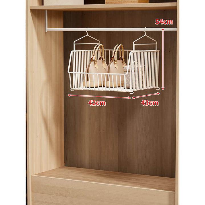 Over-Rod Double Tier Hanging Closet Wire Basket Organizer with Removable Baskets