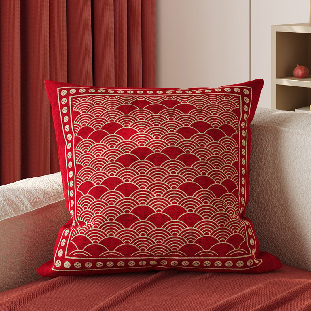 Decorative Embroidered Cloud Motif Square Throw Pillow Cover