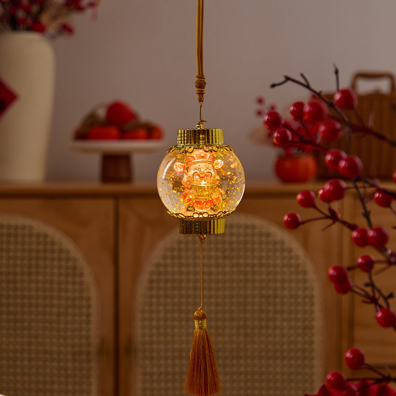 Nostalgic Christmas lantern with festive Santa