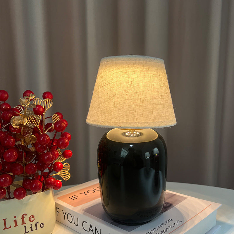 Ceramic bedside lamp with linen shade