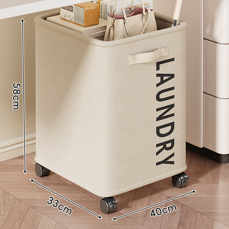 Double-Compartment Tall Rolling Fabric Laundry Hamper with Removable Liner and Smooth Casters