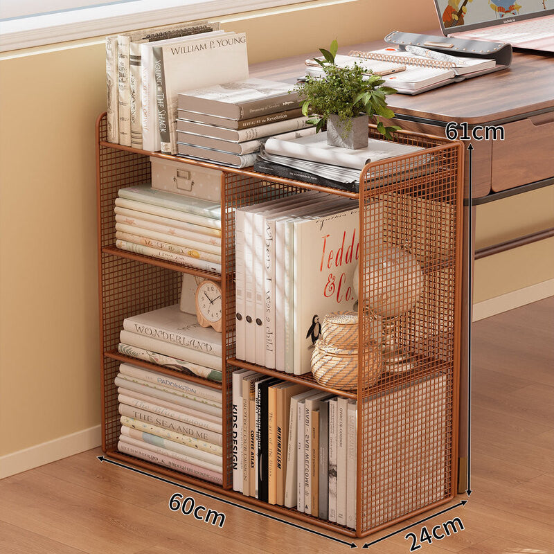 Modern Wire Grid Bookshelf Organizer