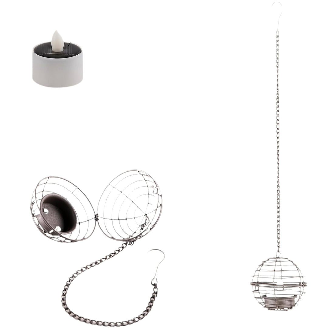 Hanging Spherical Wire Tealight Holder Set