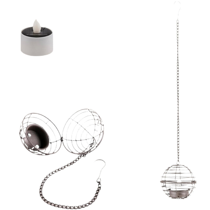 Hanging Spherical Wire Tealight Holder Set