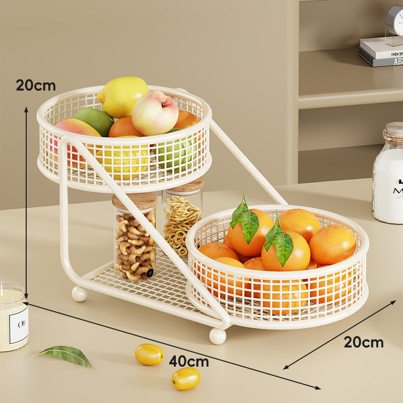 Three-Tier Angled Metal Mesh Countertop Fruit and Produce Organizer