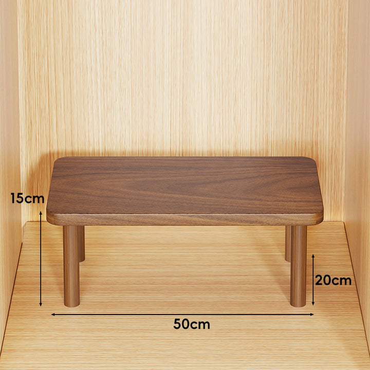 Height-Adjustable Rectangular Wooden Riser Table with Detachable Round Legs
