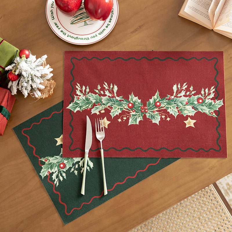 Christmas doormat with lettering and holly motif