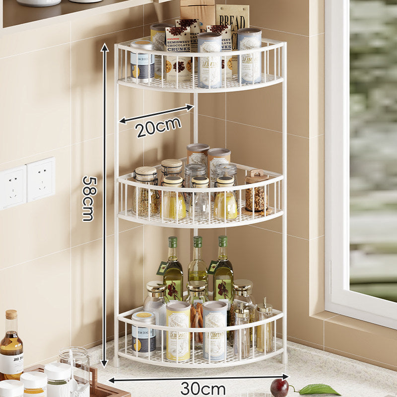 Three-Tier Corner Gold Metal Kitchen Storage Rack