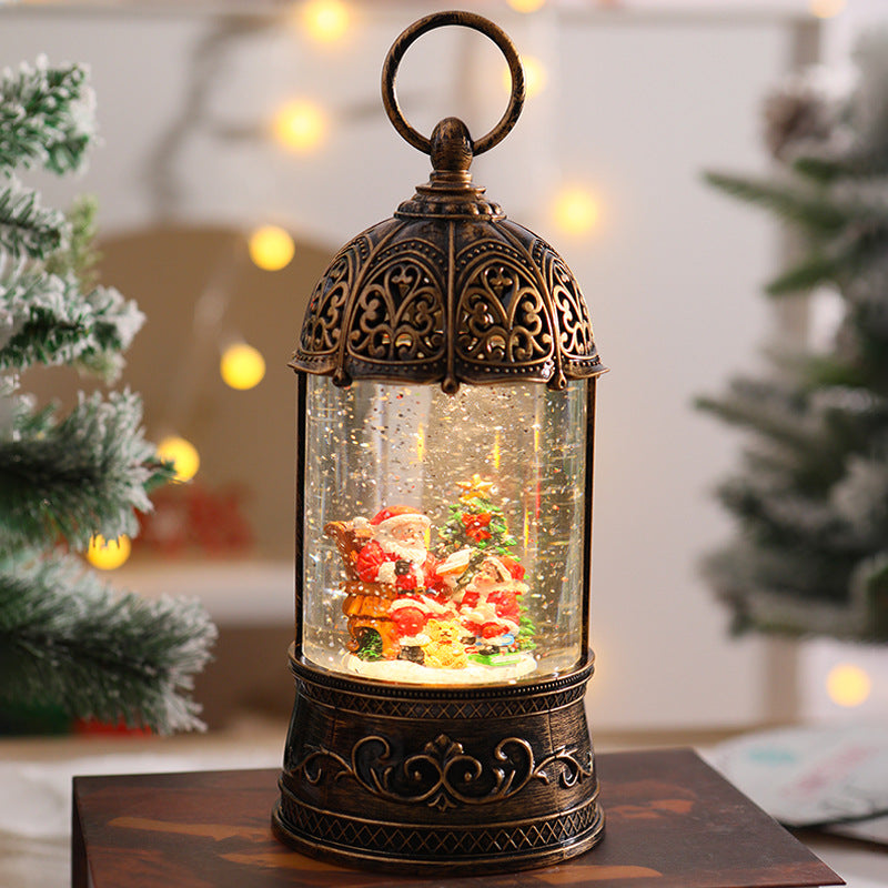 Elegant Christmas lantern with snow globe