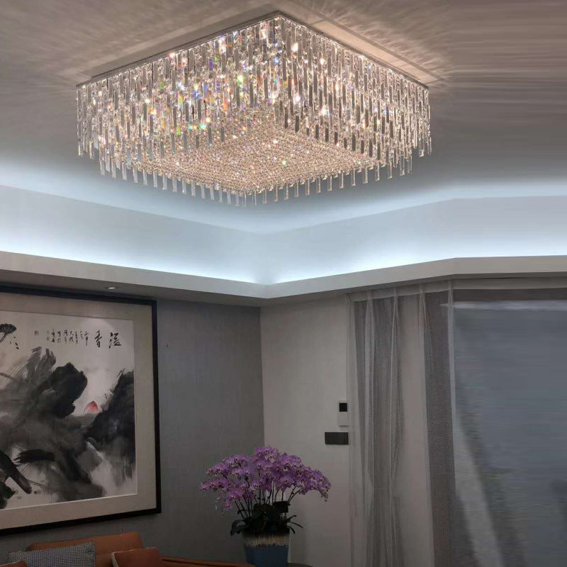 Contemporary crystal rectangular pendant light