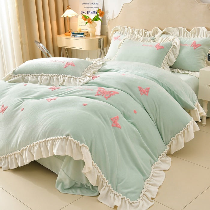 Embroidered Butterfly Cozy Comforter Set