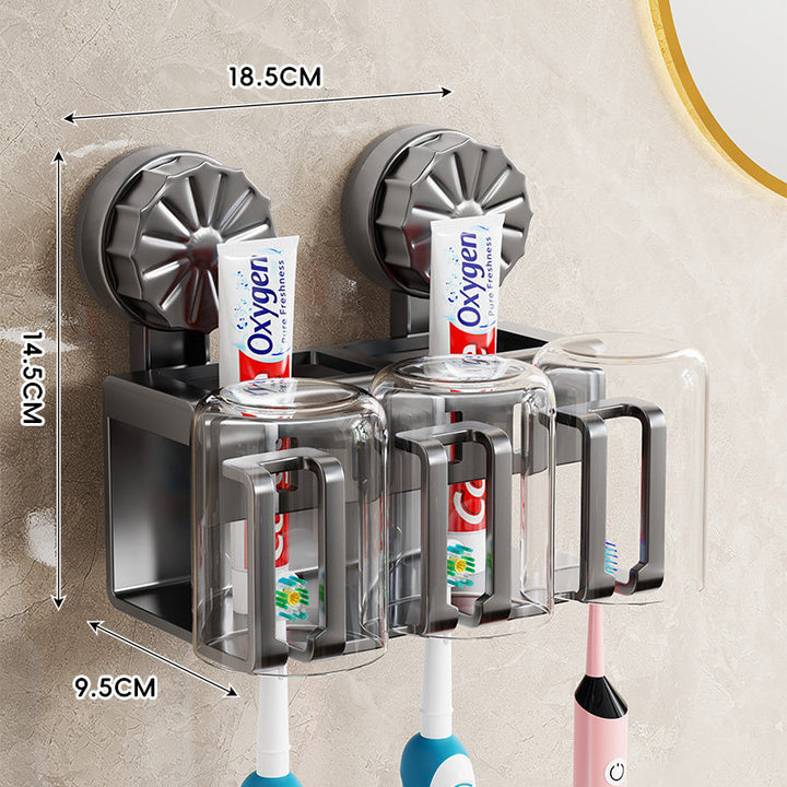 Wall-Mounted Toothbrush and Toothpaste Dispenser Organizer with Protective Covers