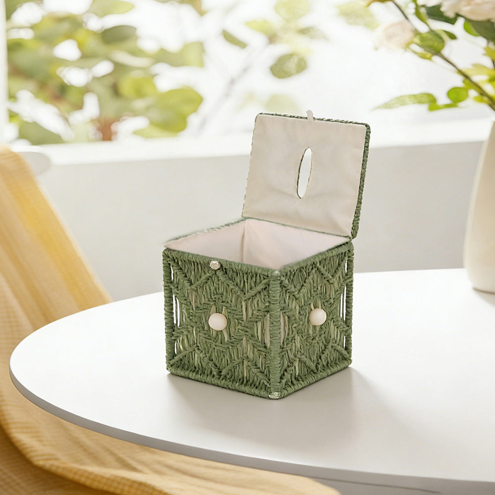 Macrame storage box