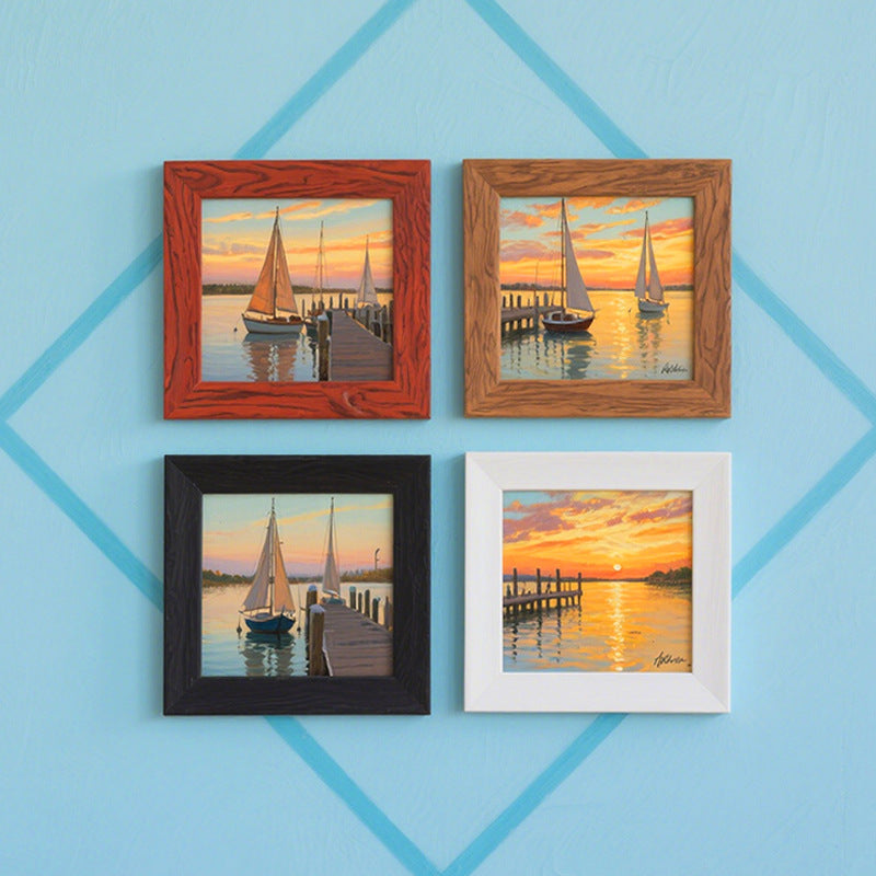 Framed Coastal Sunset Art Display