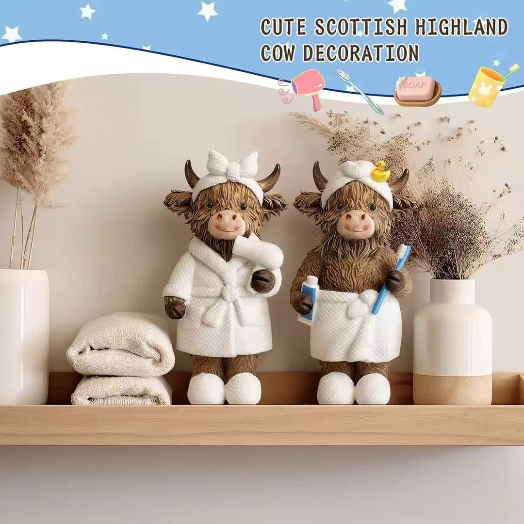 Funny Highland Cattle Bathroom Figure