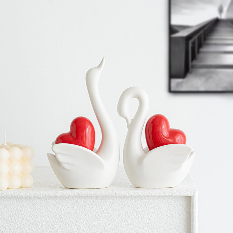 Elegant and romantic swans decorative figure