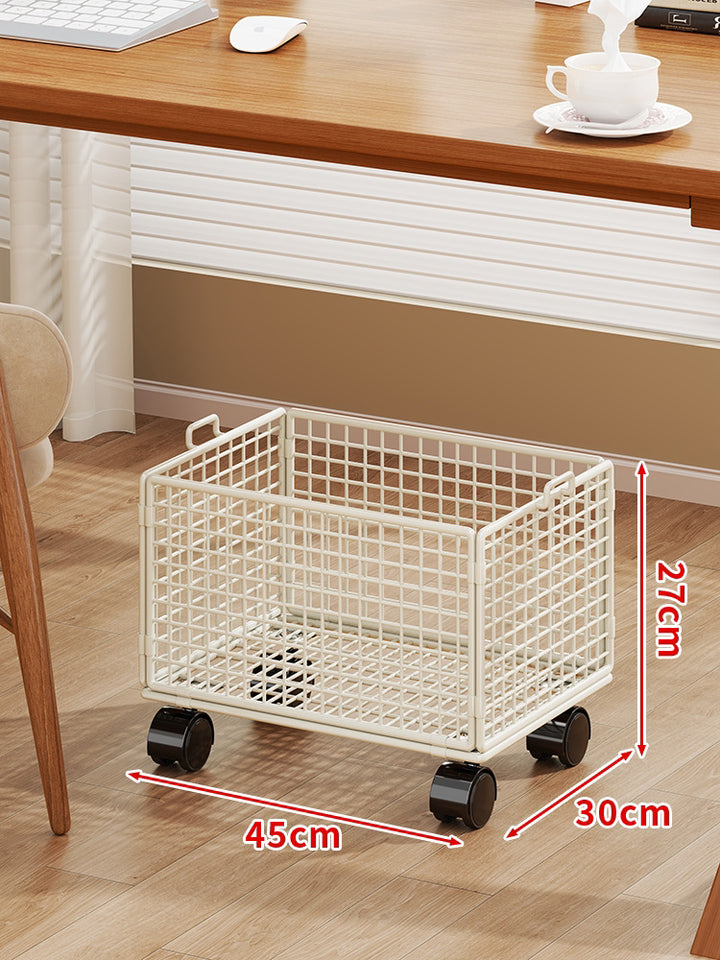 Rolling Wire Mesh Under-Desk Storage Cart with Swivel Casters