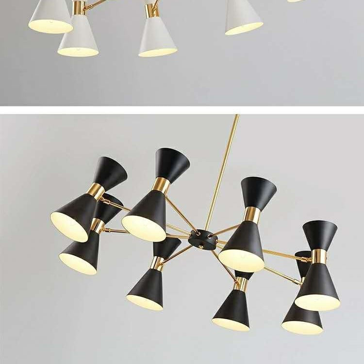 Mid-Century Modern Multi-Arm Cone Shade Chandelier