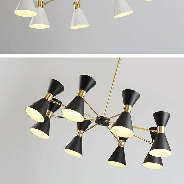 Mid-Century Modern Multi-Arm Cone Shade Chandelier