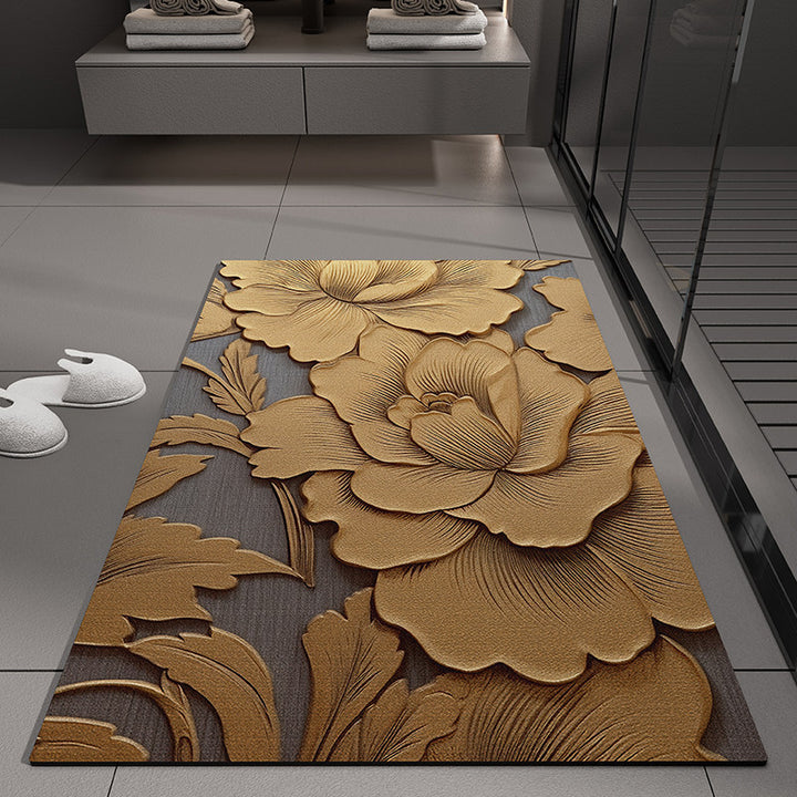 Floral Embossed Bath Mat