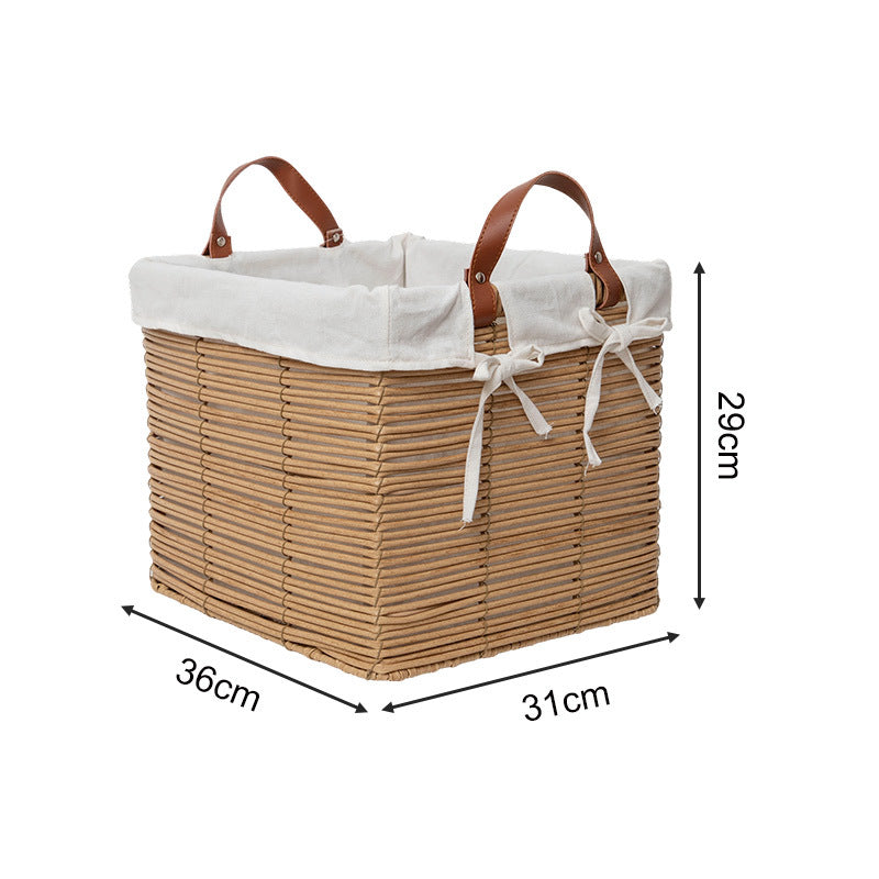 Multifunctional storage basket with linen cover