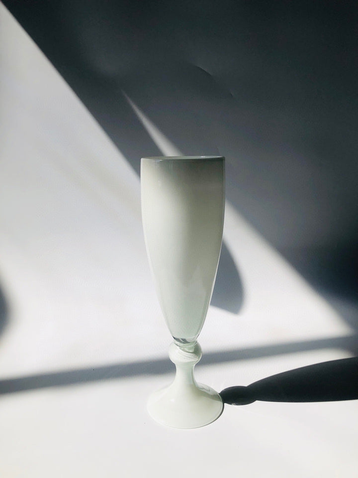 Tall Hand-Blown Pedestal Floor Vase with Opalescent Finish