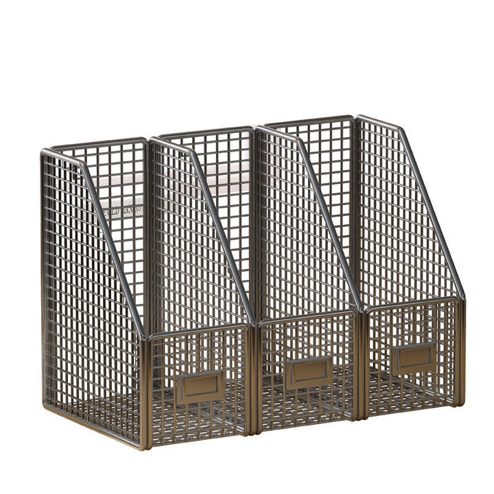 Desktop Mesh File Organizer with Vertical Magazine Slots and Label Holders