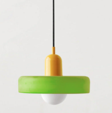 Minimalistic ceramic pendant lamp with layered bell shade