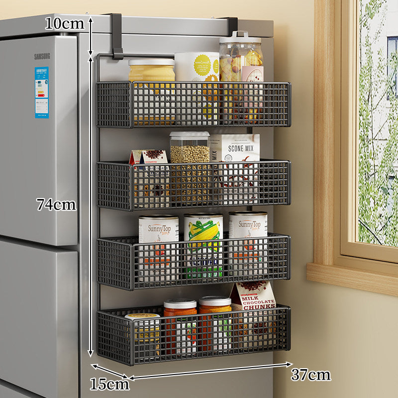 Over-Door Two Tier Metal Mesh Hanging Kitchen Storage Basket Organizer with Hooks
