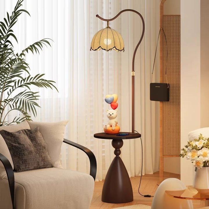 Modern floor lamp with integrated side table