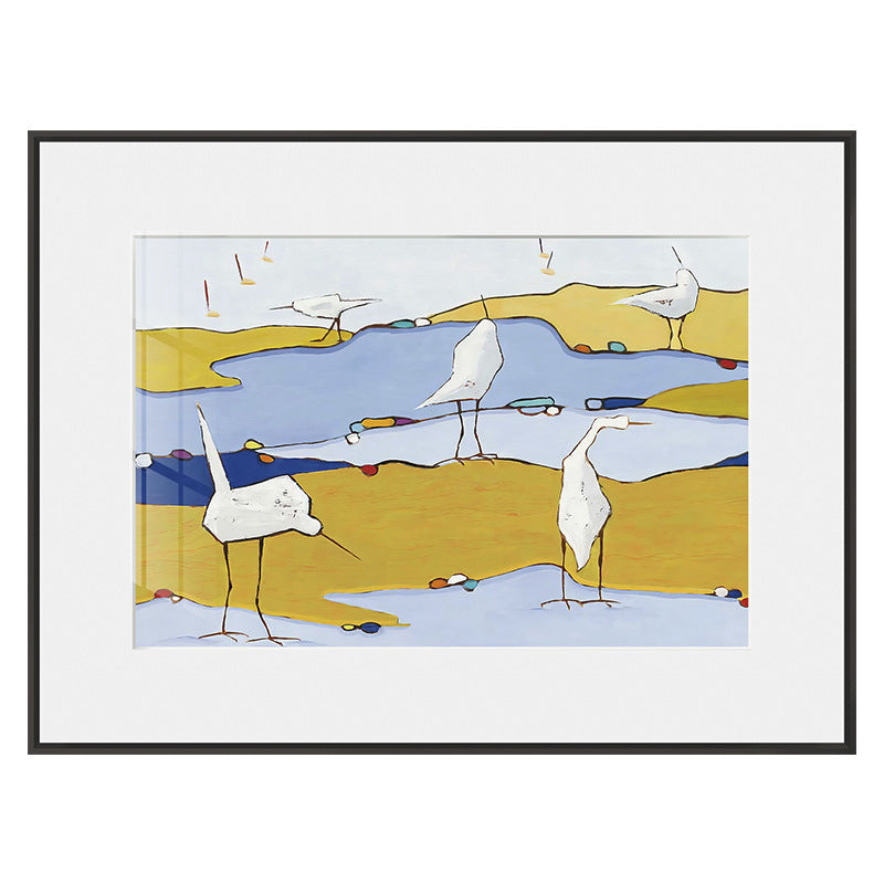 Framed Abstract Coastal Bird Artwork