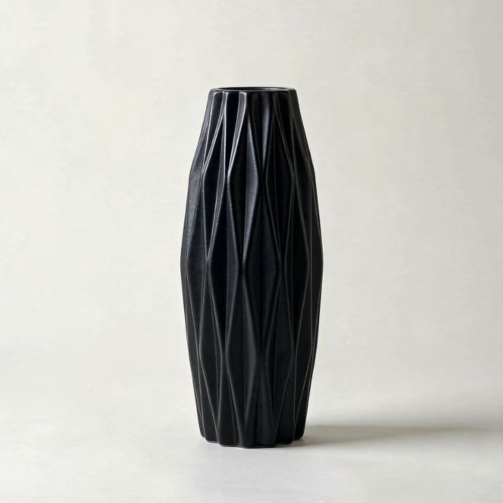 Textured Geometric Ceramic Vase