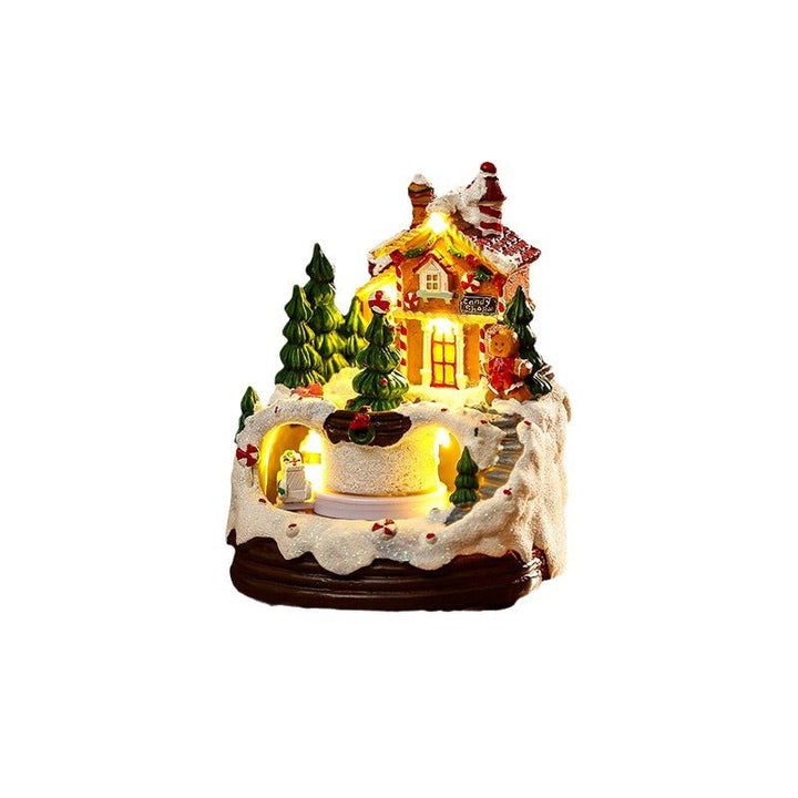 Illuminated Christmas village scene with winter design