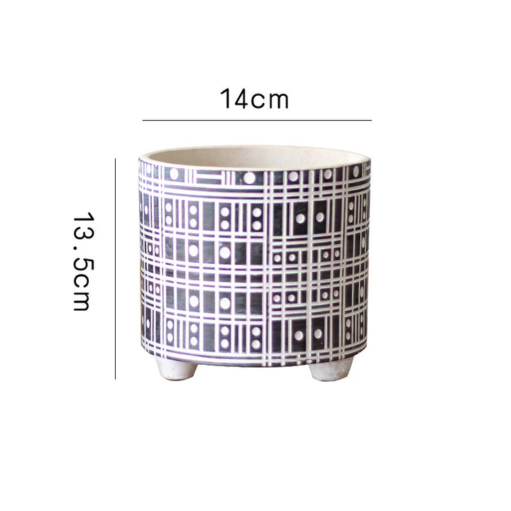 Decorative plant pot with geometric pattern