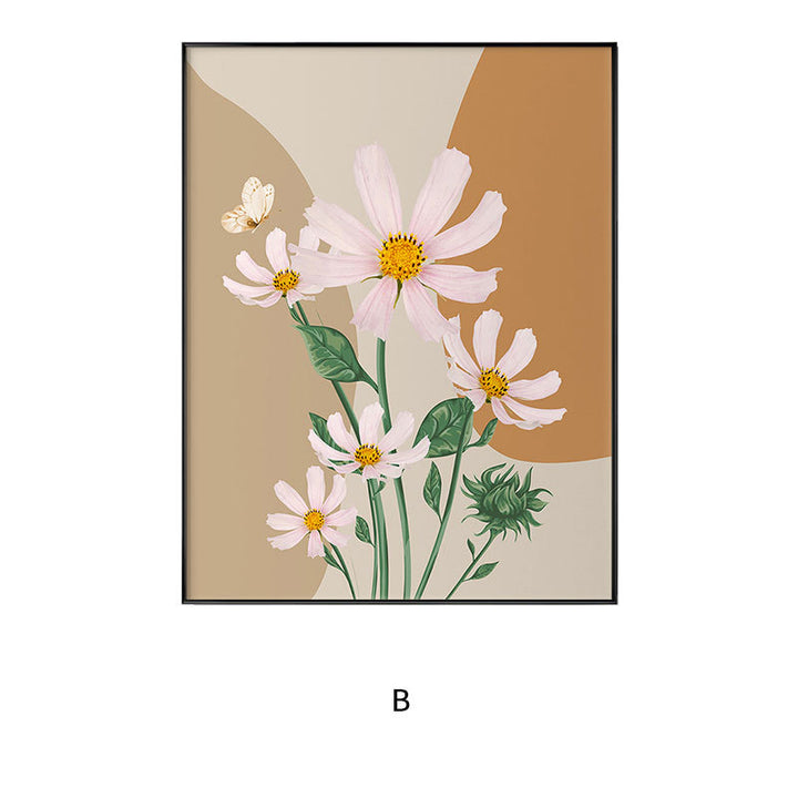 Decorative Framed Art Print with Abstract Floral Design