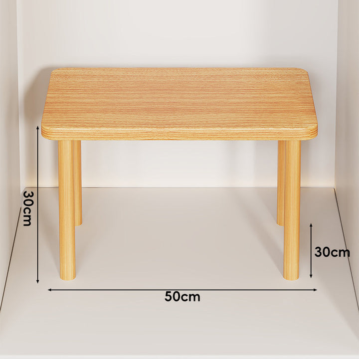 Height-Adjustable Rectangular Wooden Riser Table with Detachable Round Legs
