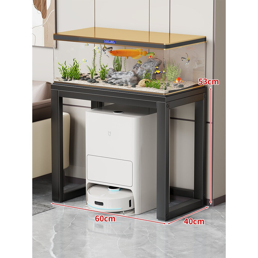 Modern Metal Frame Aquarium Console Table with Integrated LED Hood