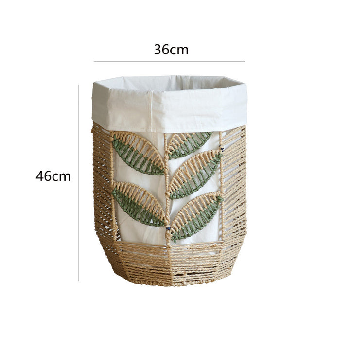 Rustic laundry basket with floral pattern