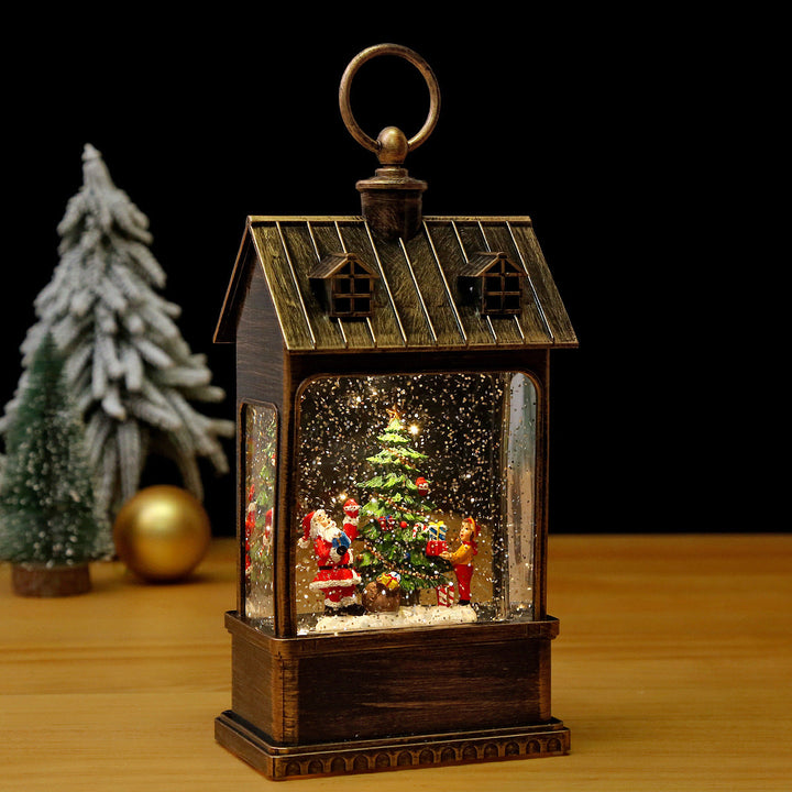 Nostalgic Christmas lantern with movable large Santa Claus