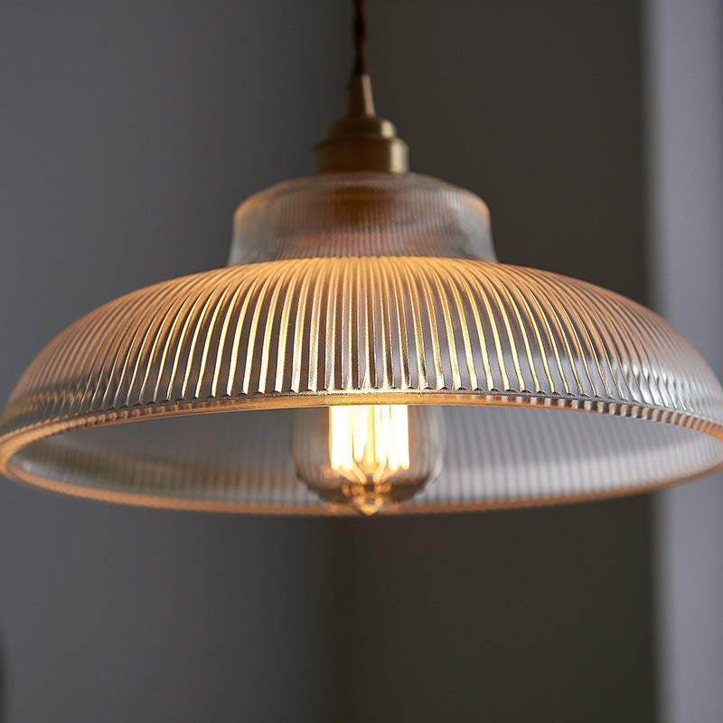 Rillenglas Industrial Pendant Light with Brass Socket