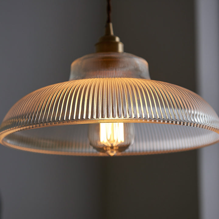 Rillenglas Industrial Pendant Light with Brass Socket
