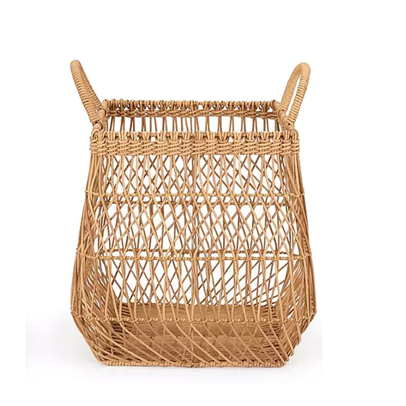 Playful storage basket made of handwoven wicker