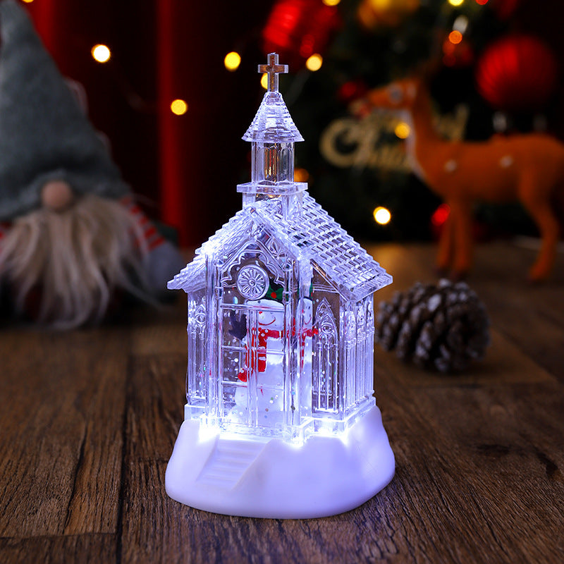 Decorative Christmas lantern with snowman scene