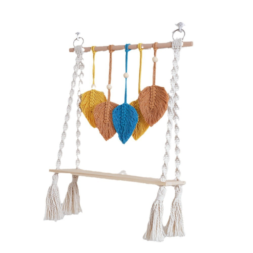 Macrame Leaf Wall Hanging Shelf