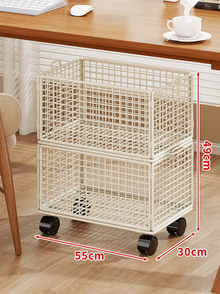Rolling Wire Mesh Under-Desk Storage Cart with Swivel Casters