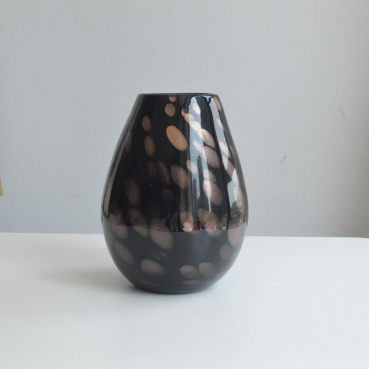 Polished Blown Glass Tapered Speckled Accent Vase