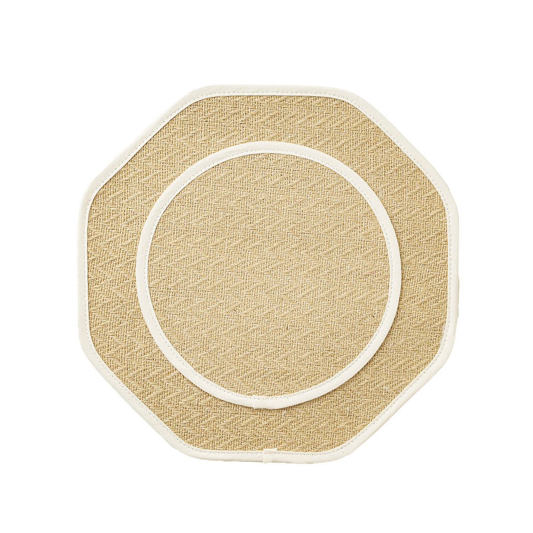 Round sisal scratching mat with octagonal edge and non-slip underside